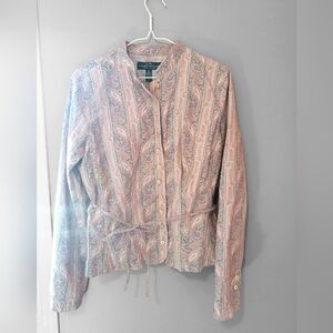 Ralph Lauren Paisley Button-Up Women's Linen Top 💙🌴